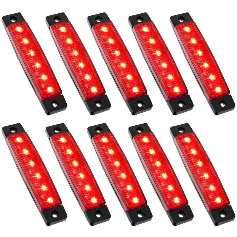 PSEQT 10 Pcs LED Rock Strip Lights Car Underglow Wheel Fender Well Lighting Kits Waterproof for Golf Cart Wrangler Offroad Truck RV UTV ATV Snowmobile (Red) - Image 1